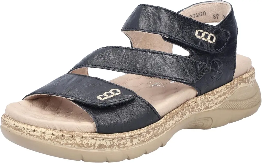 Rieker Dames Sandalen V2202 Zwart Leer