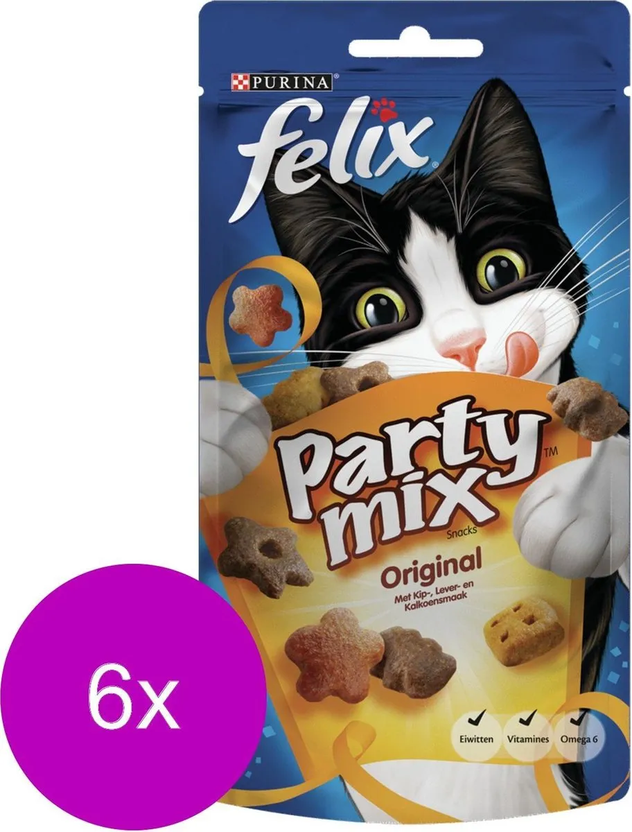 Felix Party Mix Original Kattensnack - 6 Stuks
