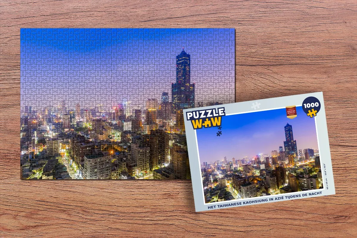 PuzzleWow Legpuzzel Kaohsiung Azië Nacht 1000 Stuks - Multicolor