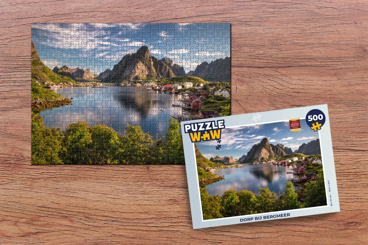 PuzzleWow Legpuzzel Dorp bij Bergmeer 500 Stuks - Multicolor
