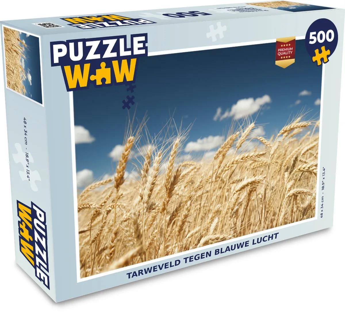 PuzzleWow Legpuzzel Tarweveld tegen blauwe lucht 500 Stuks