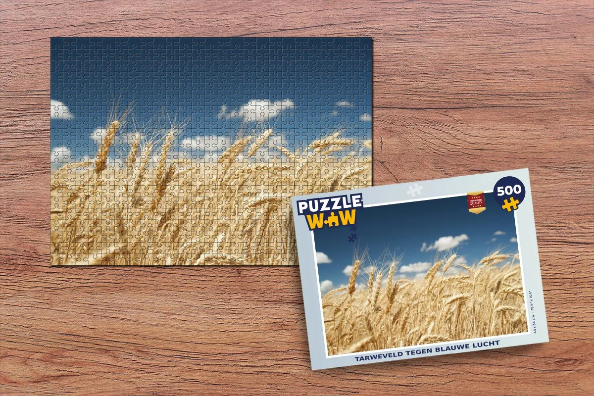 PuzzleWow Legpuzzel Tarweveld tegen blauwe lucht 500 Stuks - Multicolor