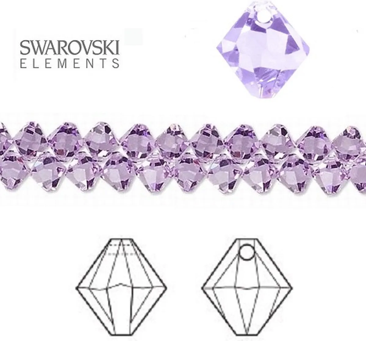 Swarovski Elements Bicone 8mm Violet AB