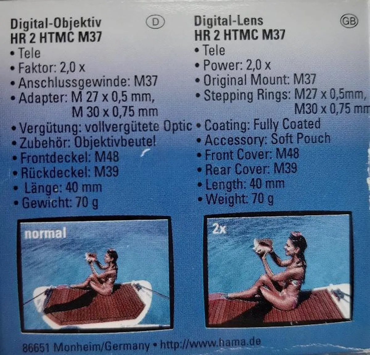 Hama HR 2.0 HTMC M37 Lens - 37mm - Videografie