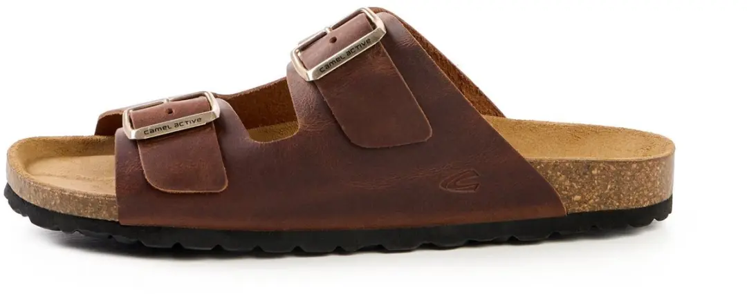 camel active Leren slipper met kurken voetbed