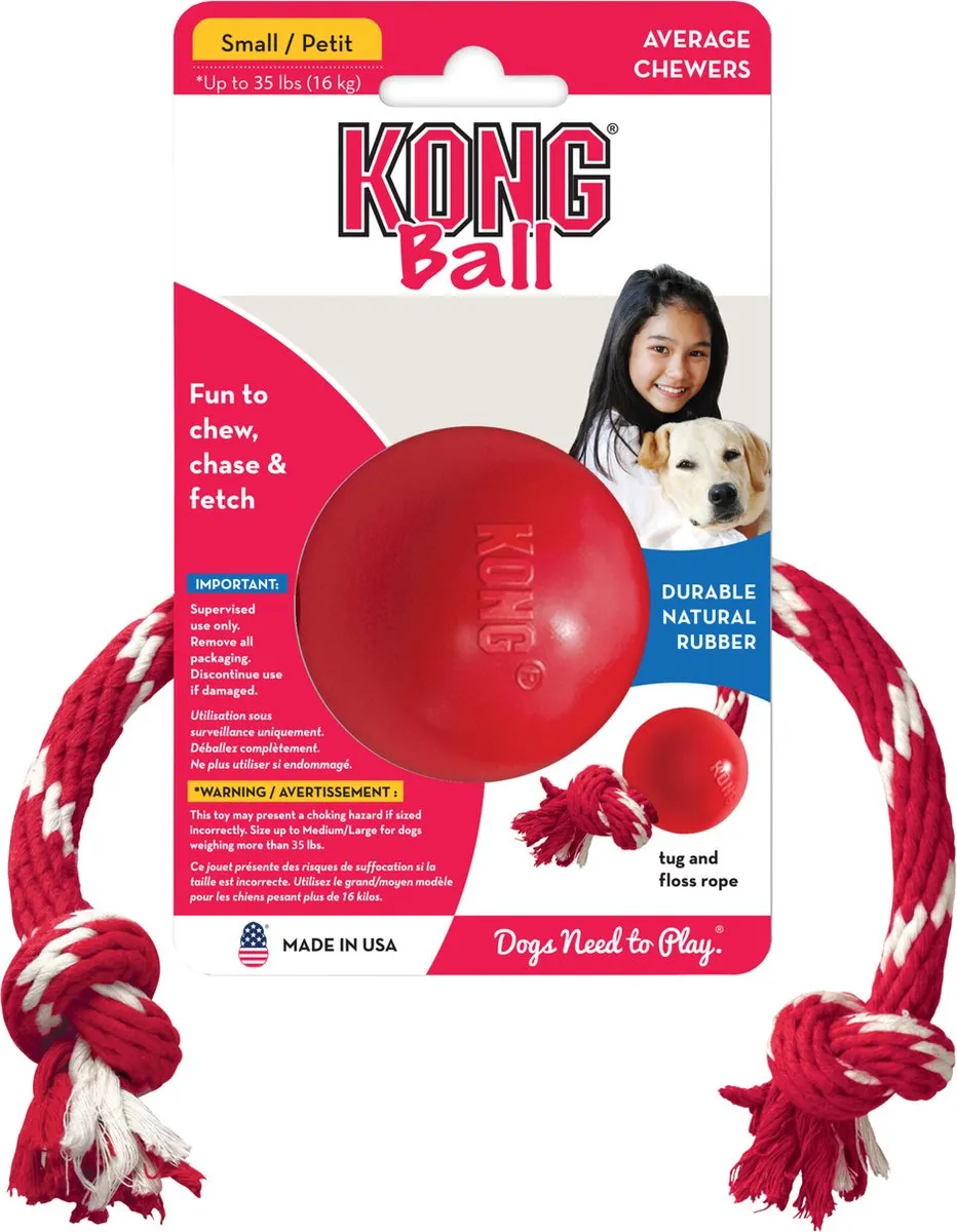 KONG Ball + Touw - Rood - afbeelding 3 van 6