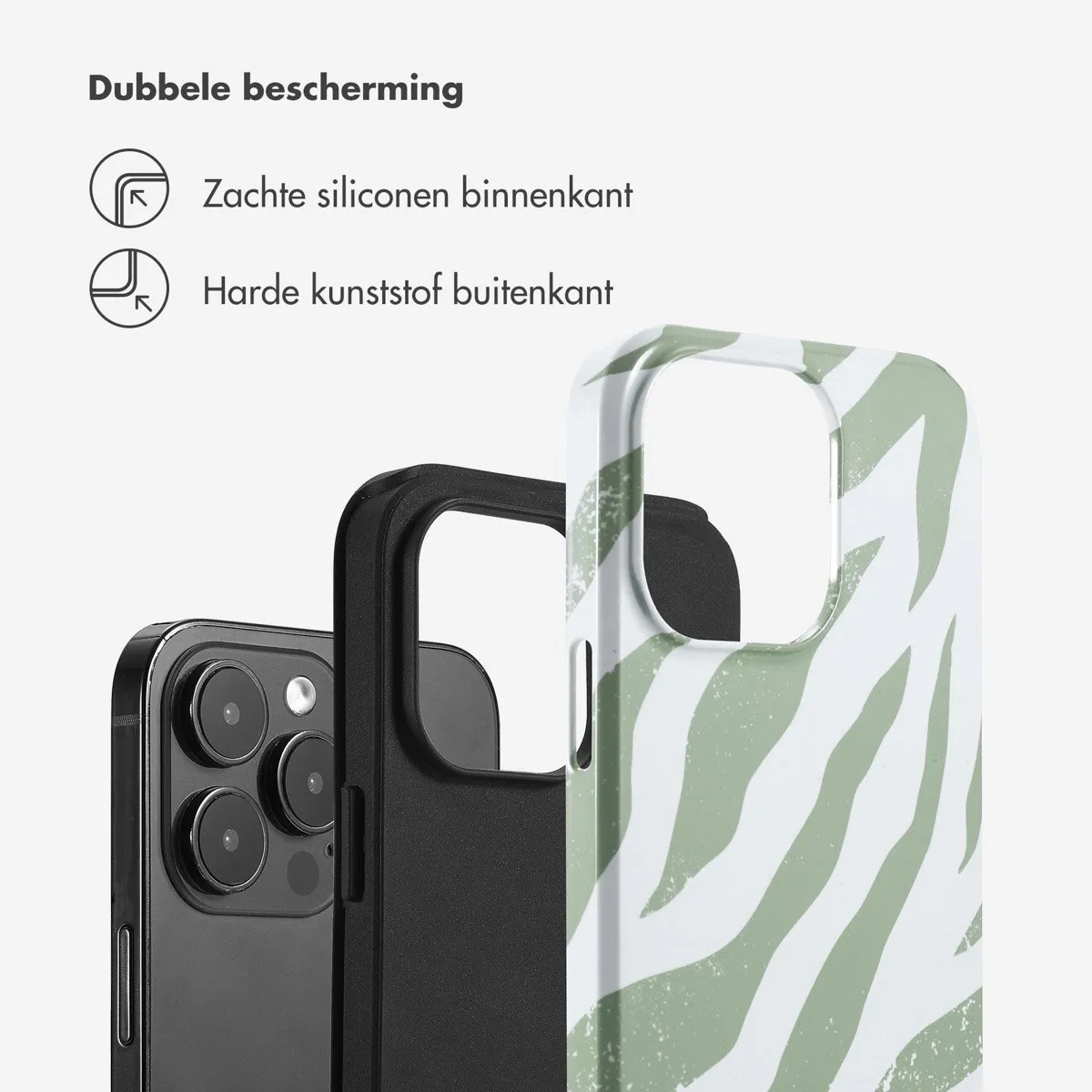 Selencia Hoesje iPhone 14 Pro Max Colorful Zebra Sage Green