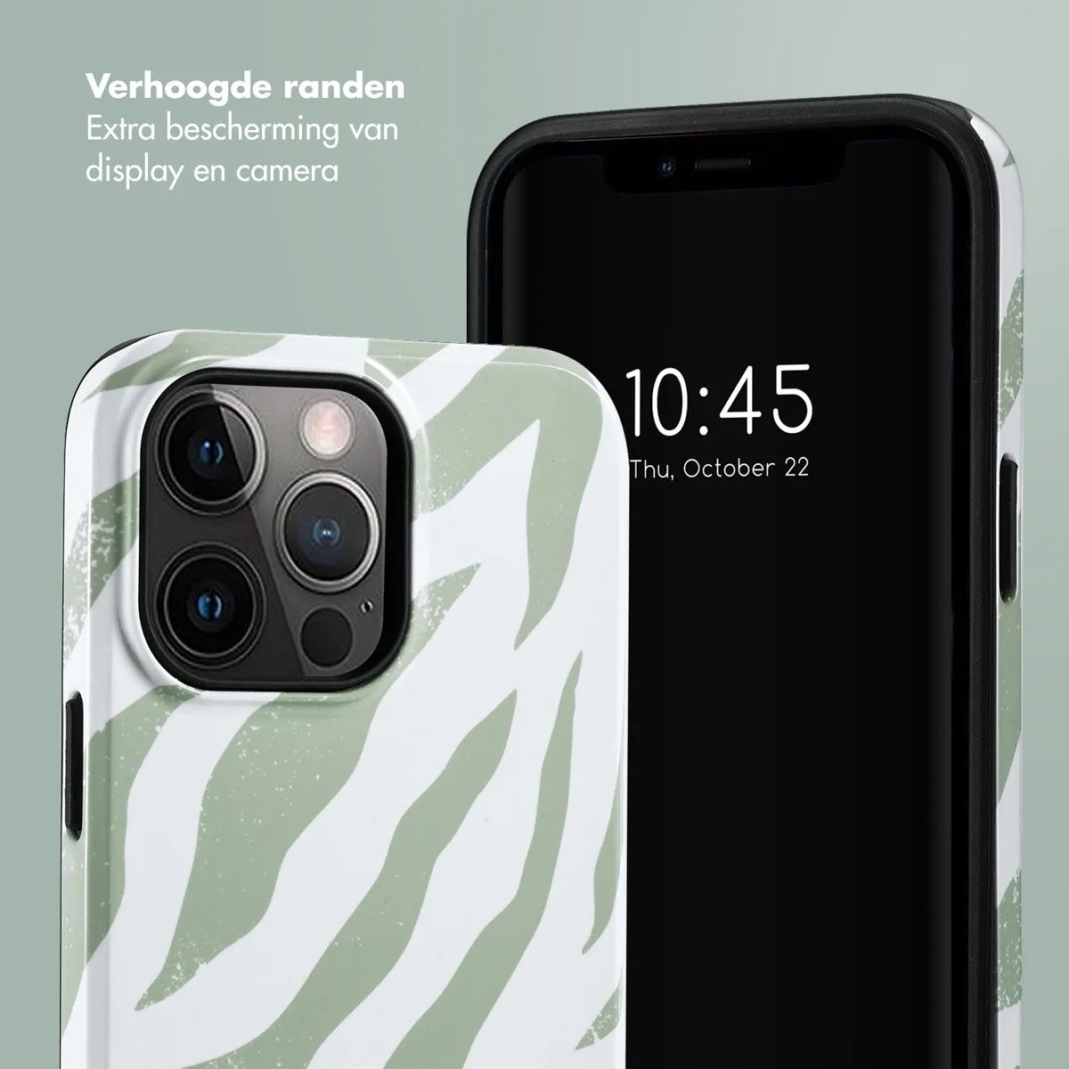 Selencia Hoesje iPhone 14 Pro Max Colorful Zebra Sage Green
