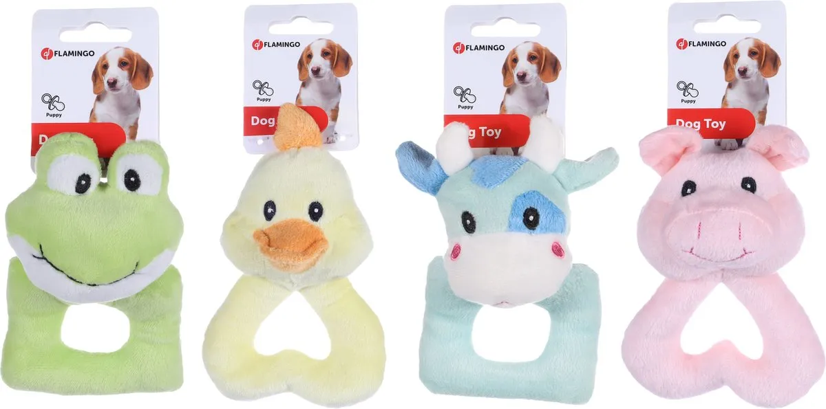 Flamingo Allen Pluche Hondenringen Pastel - 14cm - 1 Stuk