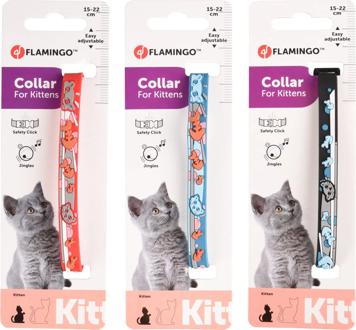 Flamingo Nanou Kittenhalsband 15/22cm - 10mm - Assortiment