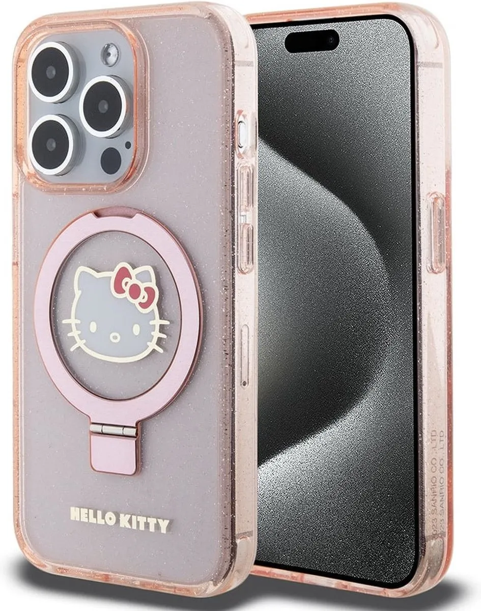 Hello Kitty Ringstandaard Glitter MagSafe-hoesje iPhone 15/Pro
