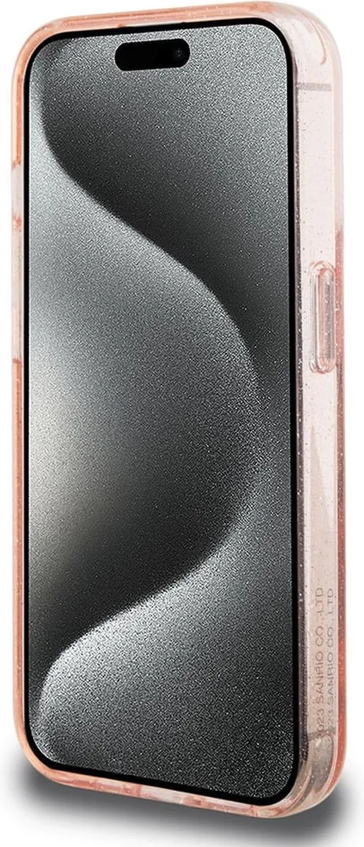 Hello Kitty Ringstandaard Glitter MagSafe-hoesje iPhone 15/Pro - Roze