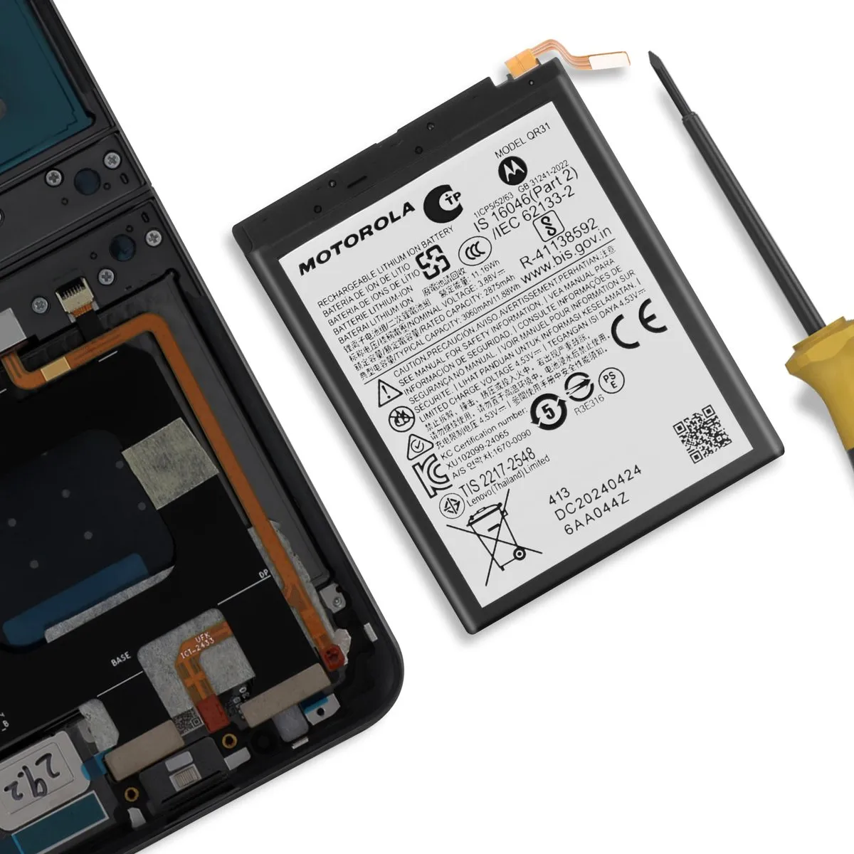 Motorola Moto Razr 50 Primaire Batterij 3060mAh BAT-MOTO-R50R - Zwart