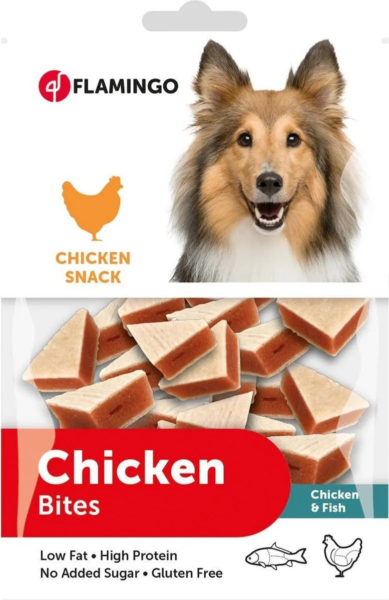 Flamingo Chick'n Jerky & Pollock Sandwich Hondensnack 85g