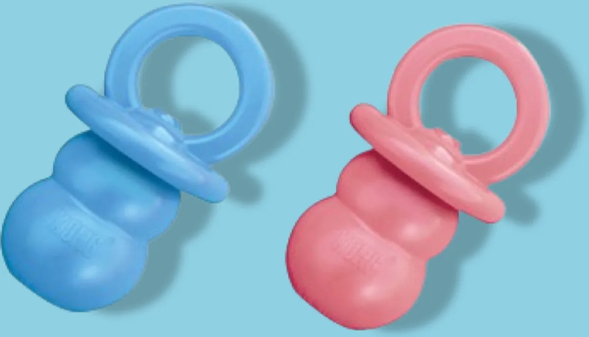 KONG Puppy Binkie Assorti M - Blauw/Roze