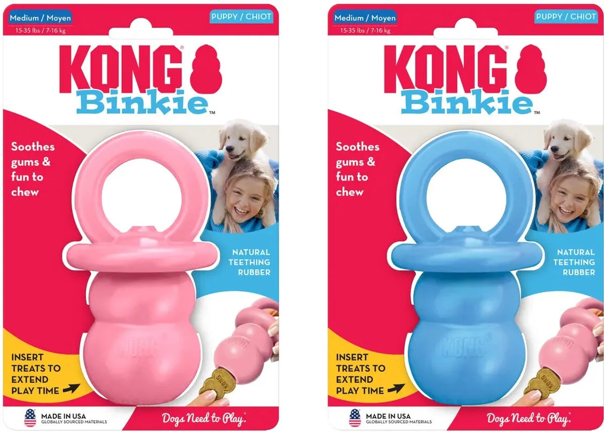 KONG Puppy Binkie Assorti M - Blauw/Roze - afbeelding 6 van 6