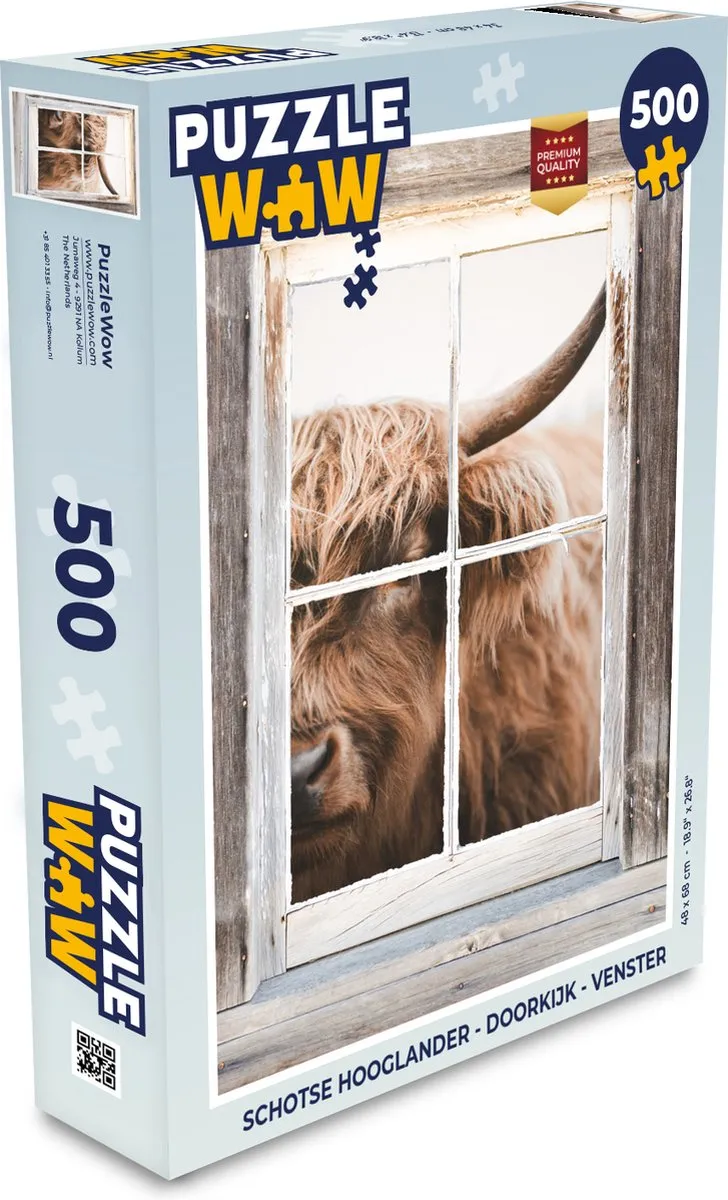 PuzzleWow Schotse Hooglander Legpuzzel 500 Stuks - Multicolor