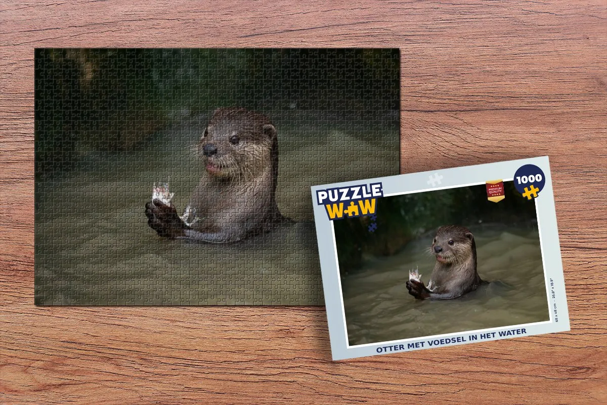 PuzzleWow Legpuzzel Otter met voedsel - 1000 Stuks - Multicolor