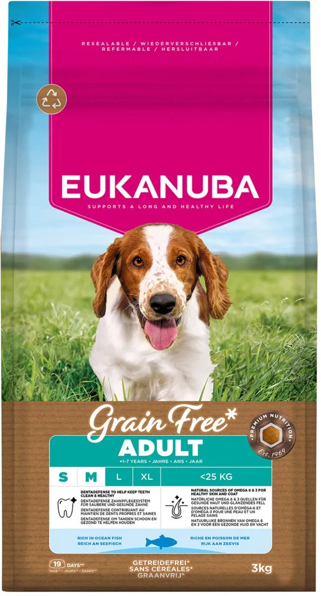 Eukanuba Grain Free Adult Small & Medium Breed Zeevis Hondenvoer 3kg