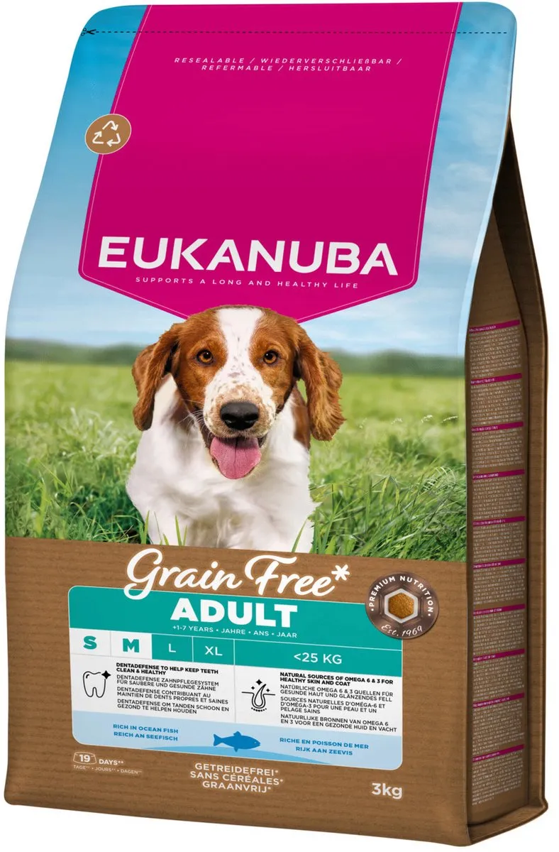 Eukanuba Grain Free Adult Small & Medium Breed Zeevis Hondenvoer 3kg