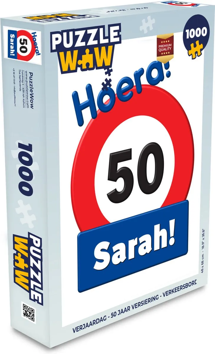 PuzzleWow Verjaardag Verkeersbord Legpuzzel 1000 Stuks
