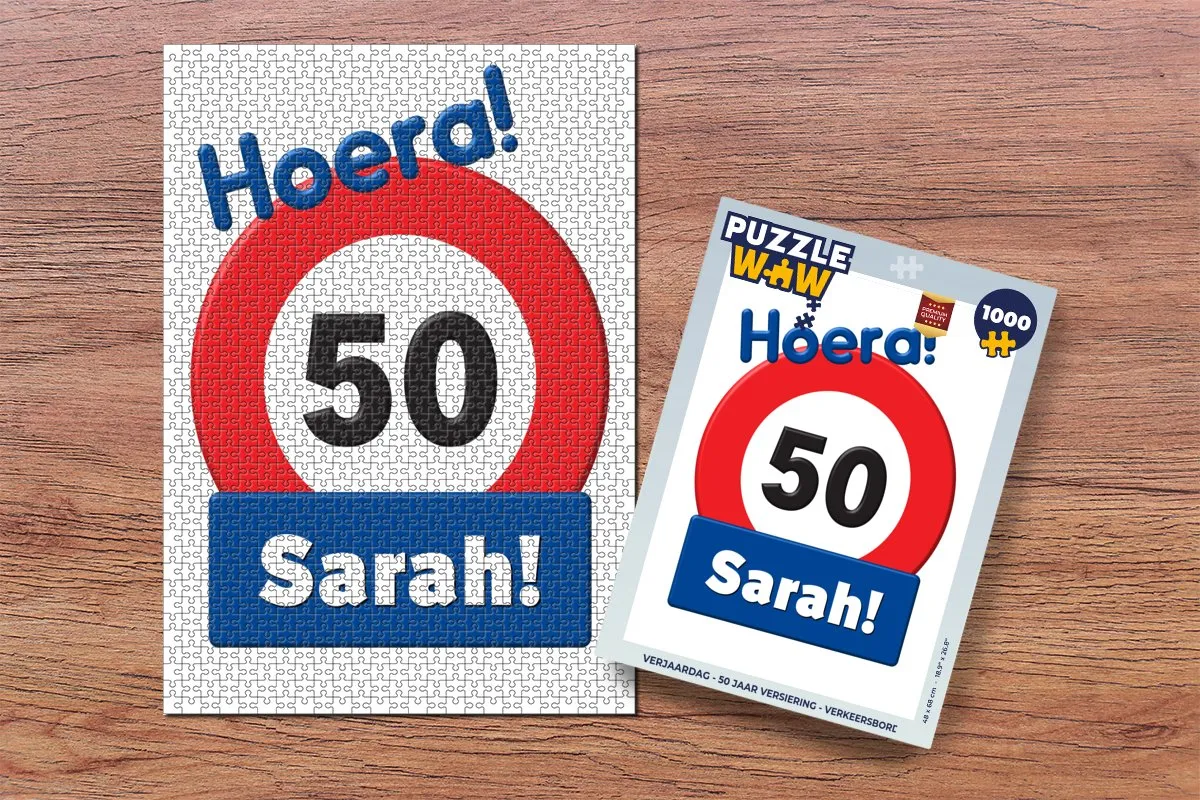 PuzzleWow Verjaardag Verkeersbord Legpuzzel 1000 Stuks - Multicolor