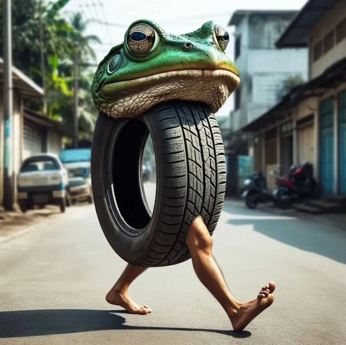 Topknuffels Boneca Ambalabu Pluche Knuffel 30cm - Frog in Car Tire