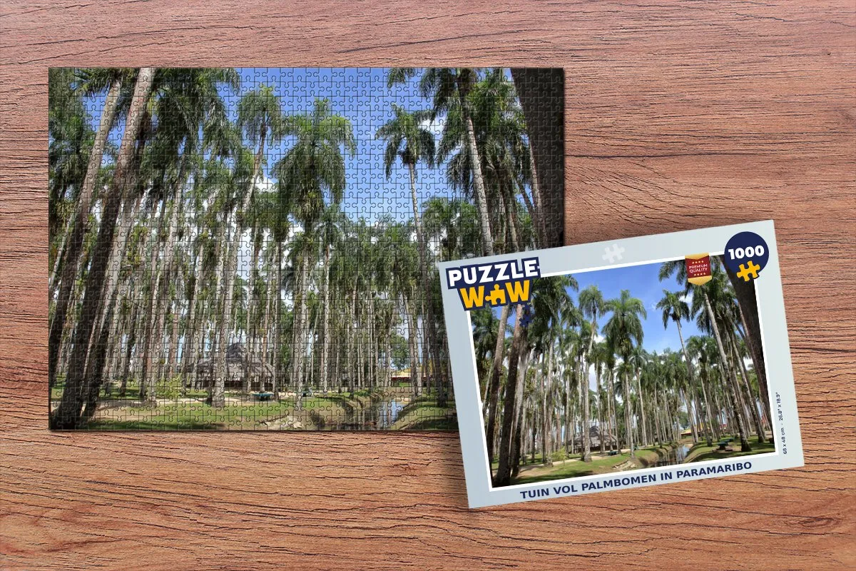 PuzzleWow Legpuzzel Tuin vol palmbomen Paramaribo 1000 Stuks - Multicolor