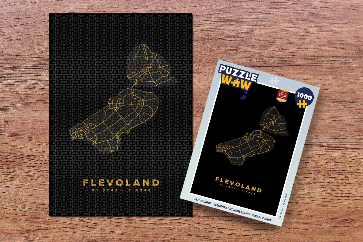 PuzzleWow Flevoland Wegenkaart Nederland Legpuzzel 1000 Stuks - Multicolor