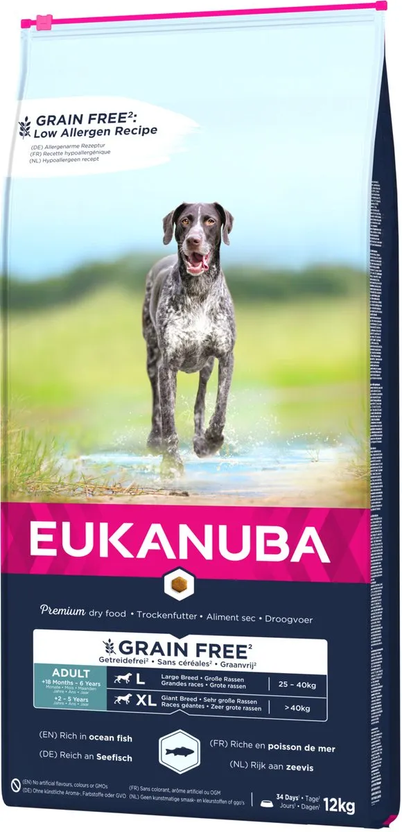Eukanuba Adult Large Grain Free Zeevis Hondenvoer 12kg