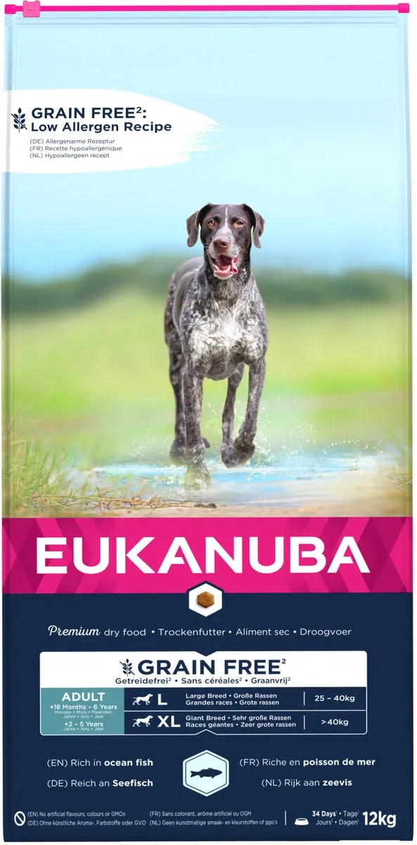 Eukanuba Adult Large Grain Free Zeevis Hondenvoer 12kg