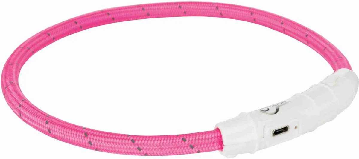 Trixie Flash Lichthalsband USB - Roze 45x0.7cm