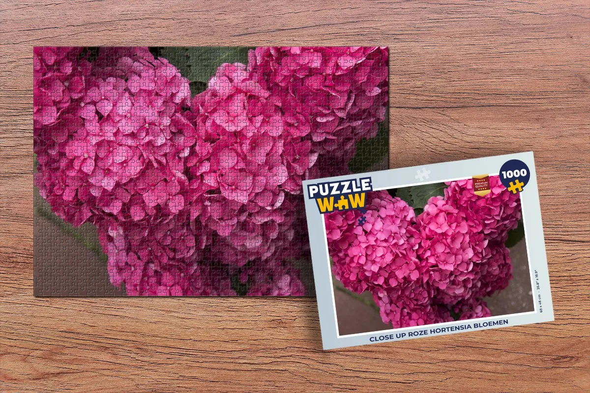 PuzzleWow Close up Roze Hortensia Bloemen Legpuzzel 1000 Stuks