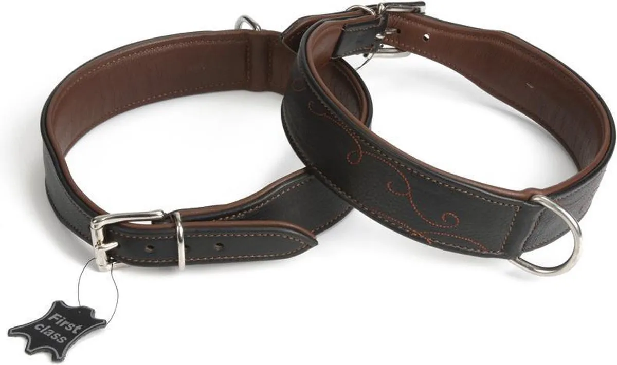 Beeztees Leren Halsband Swirl - Zwart L