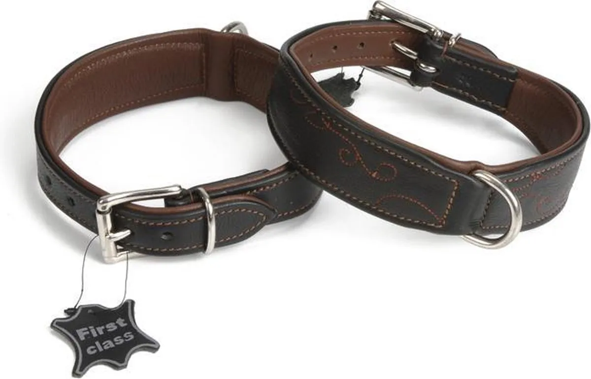 Beeztees Leren Halsband Swirl - Zwart L