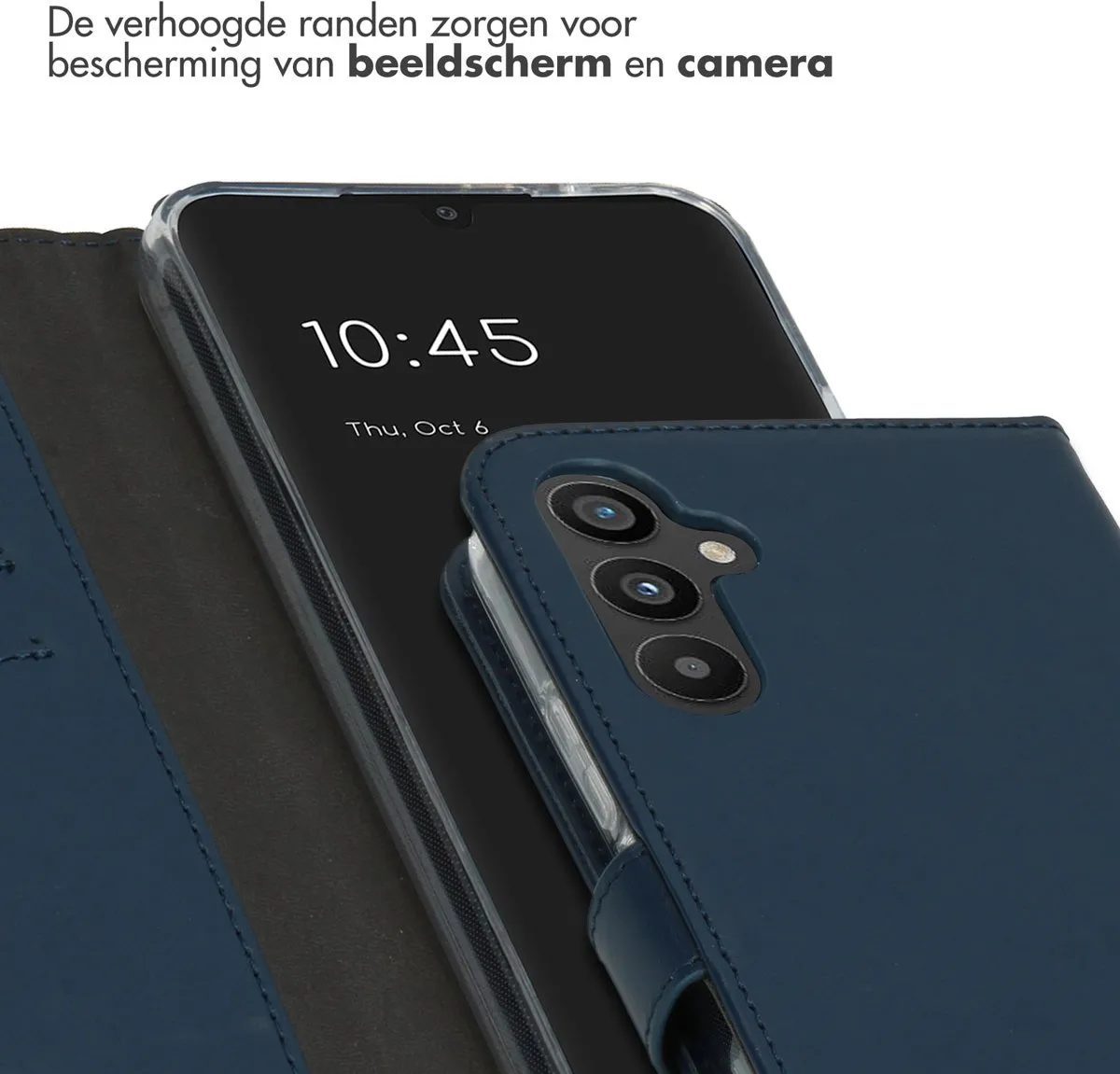 Selencia Hoesje Samsung Galaxy A34 5G - Echt Lederen Bookcase Blauw