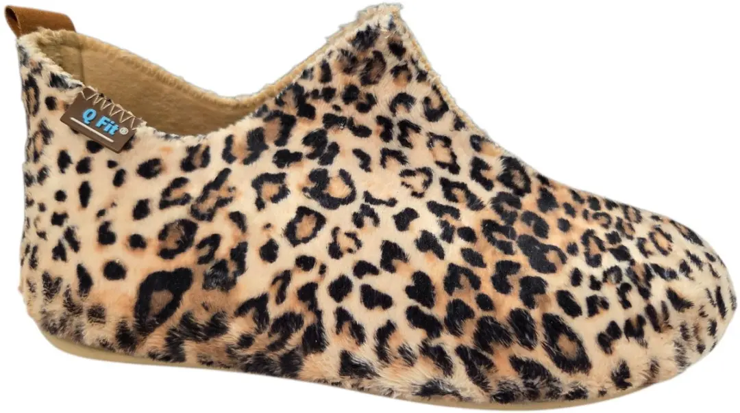 Q Fit Lieke Combi Beige Panterprint Gesloten Dames Pantoffels