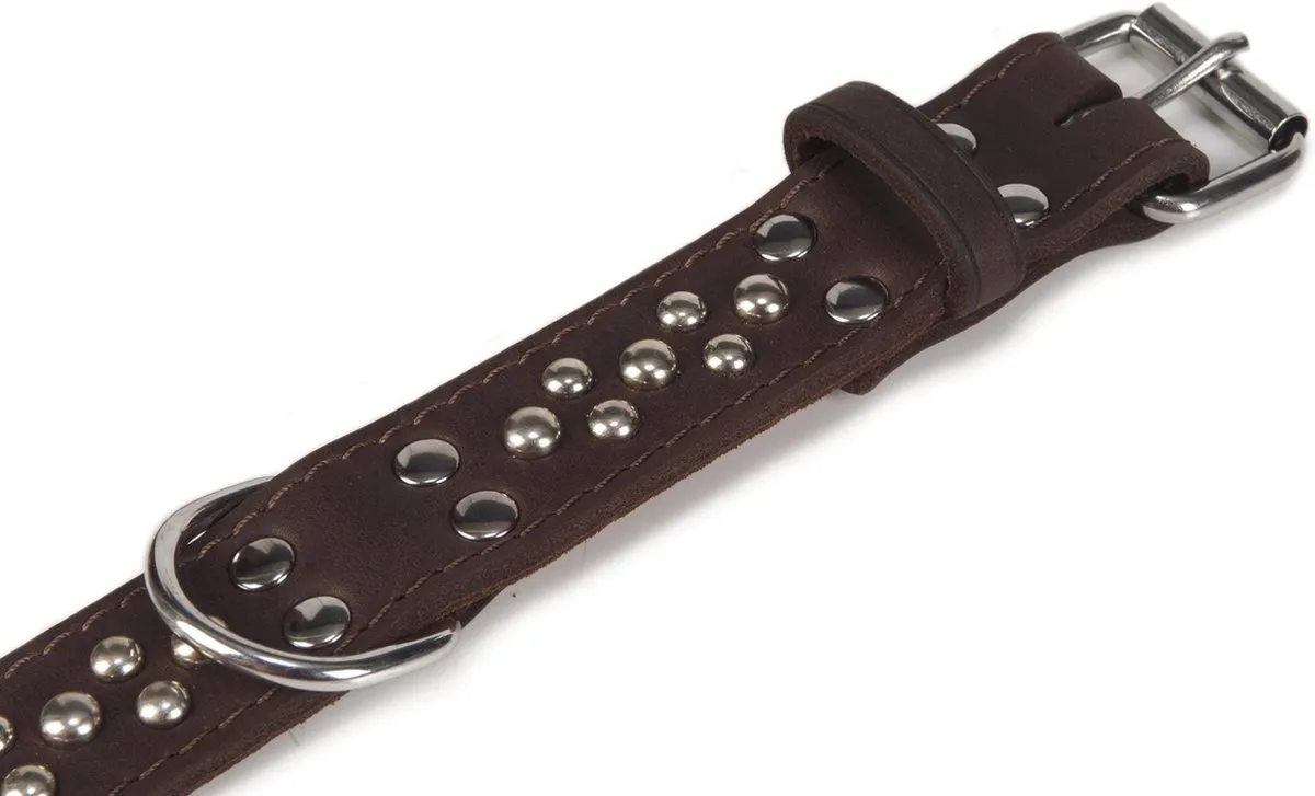Beeztees Leren Halsband Noppy - XS - Bruin