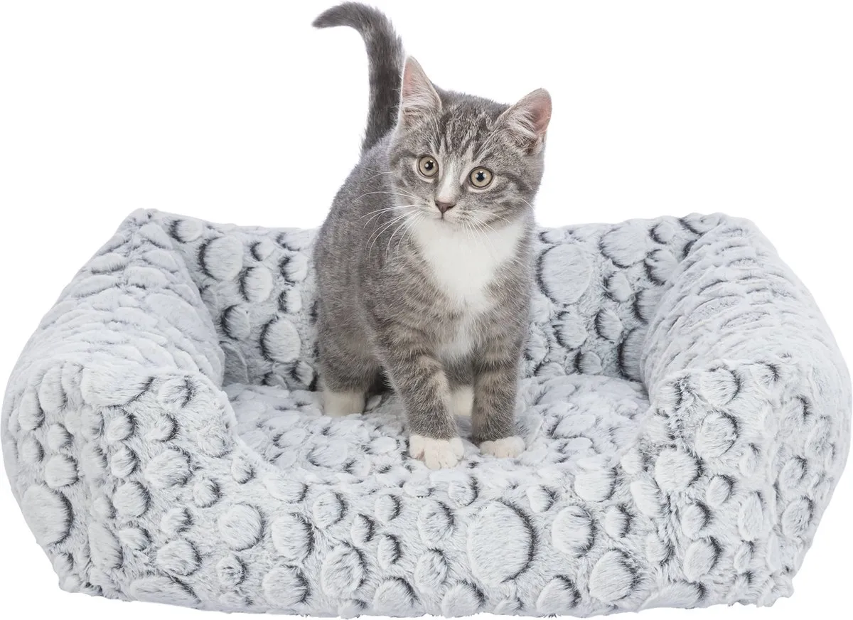 Trixie Hondenmand Mila Hoekig Pluche Wit/Grijs 50x40cm - afbeelding 6 van 6