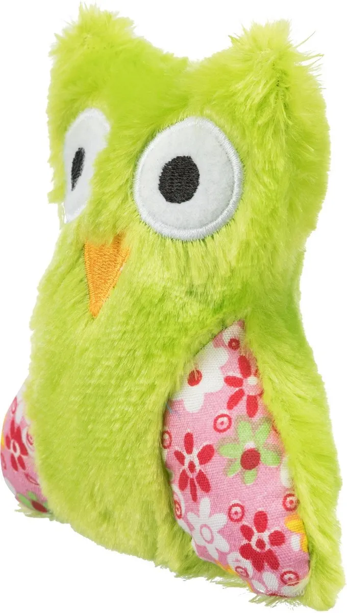 Trixie Pluche Uil met Kattenkruid - Groen/Wit/Rosa/Geel
