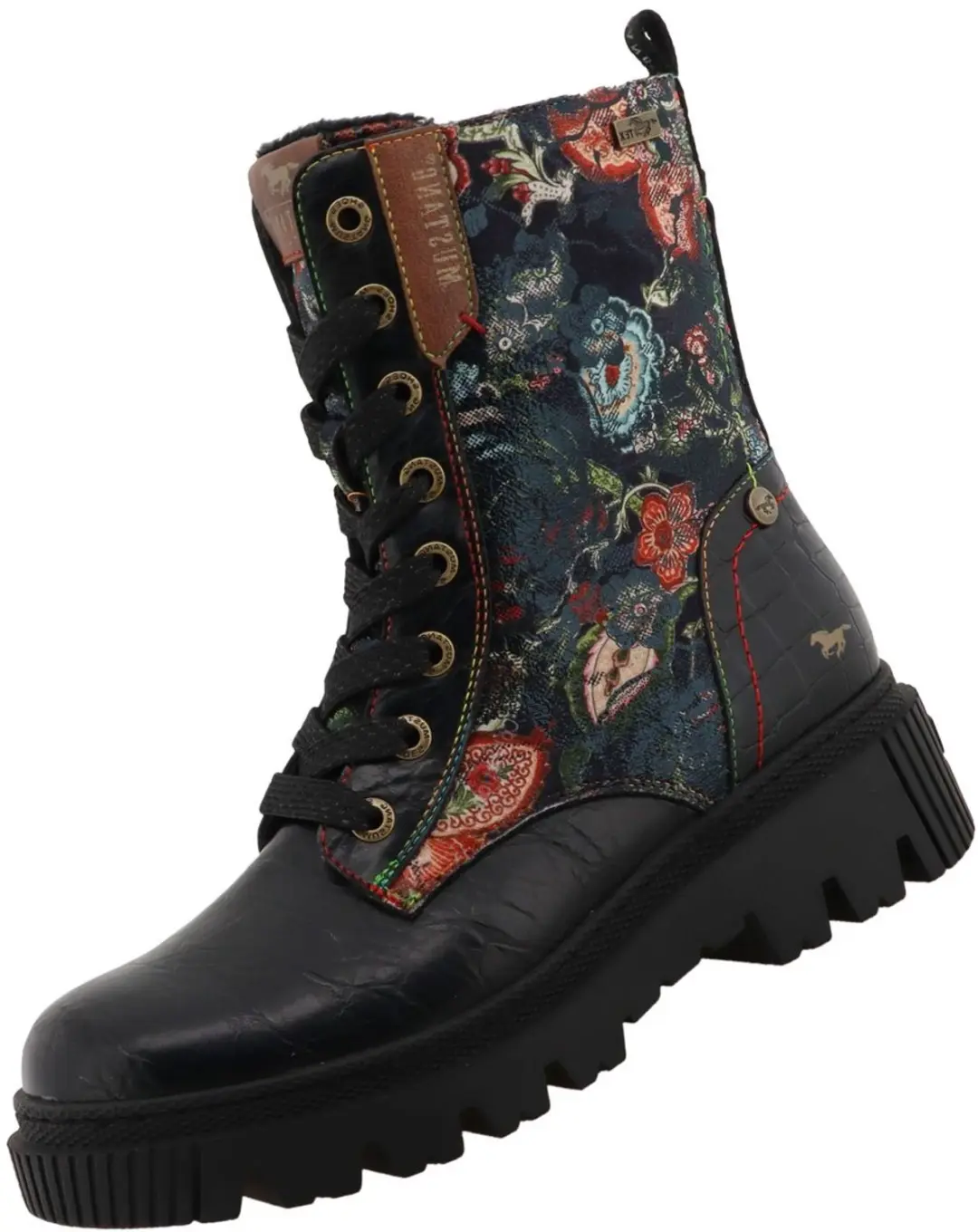 Mustang dames TEX-enkellaarsjes zwart 36M0112003-black/multi