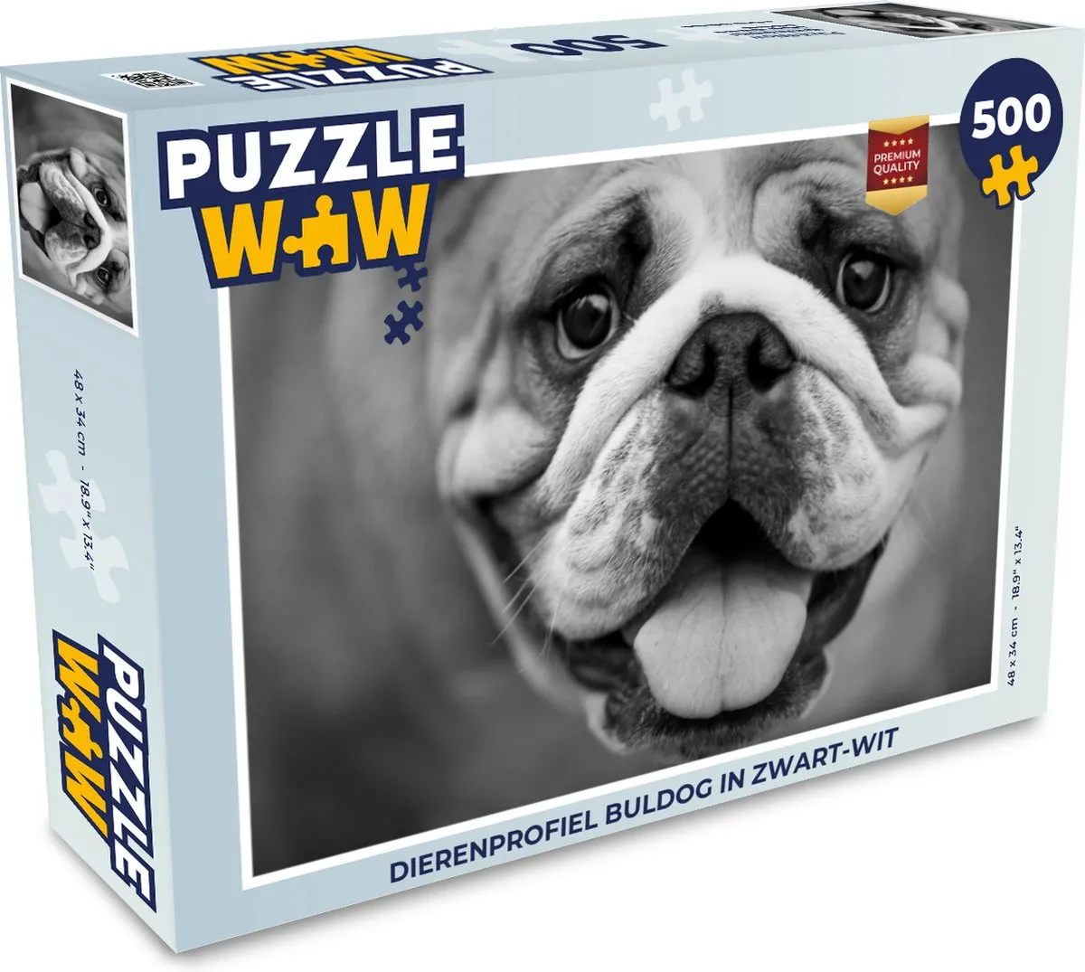PuzzleWow Dierenprofiel Bulldog Legpuzzel 500 Stuks - Multicolor