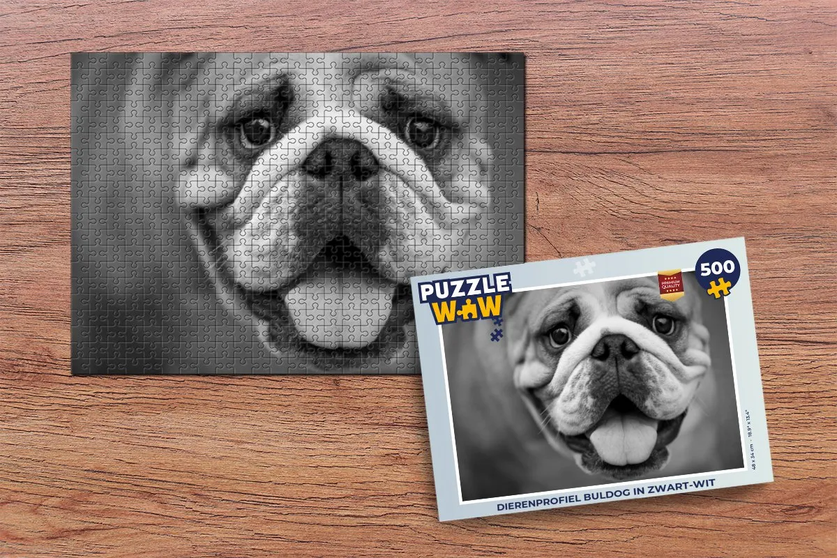 PuzzleWow Dierenprofiel Bulldog Legpuzzel 500 Stuks - Multicolor