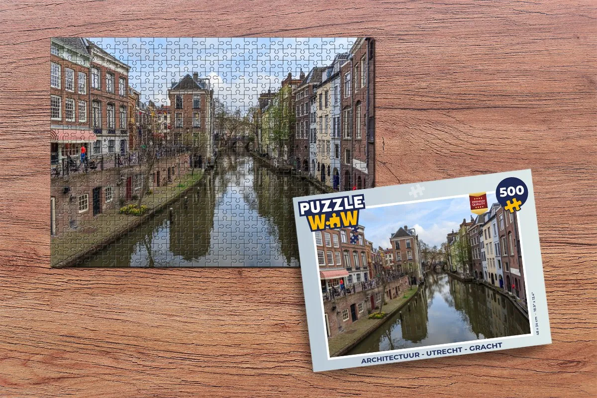 PuzzleWow Architectuur Utrecht Gracht Legpuzzel 500 Stuks - Multicolor