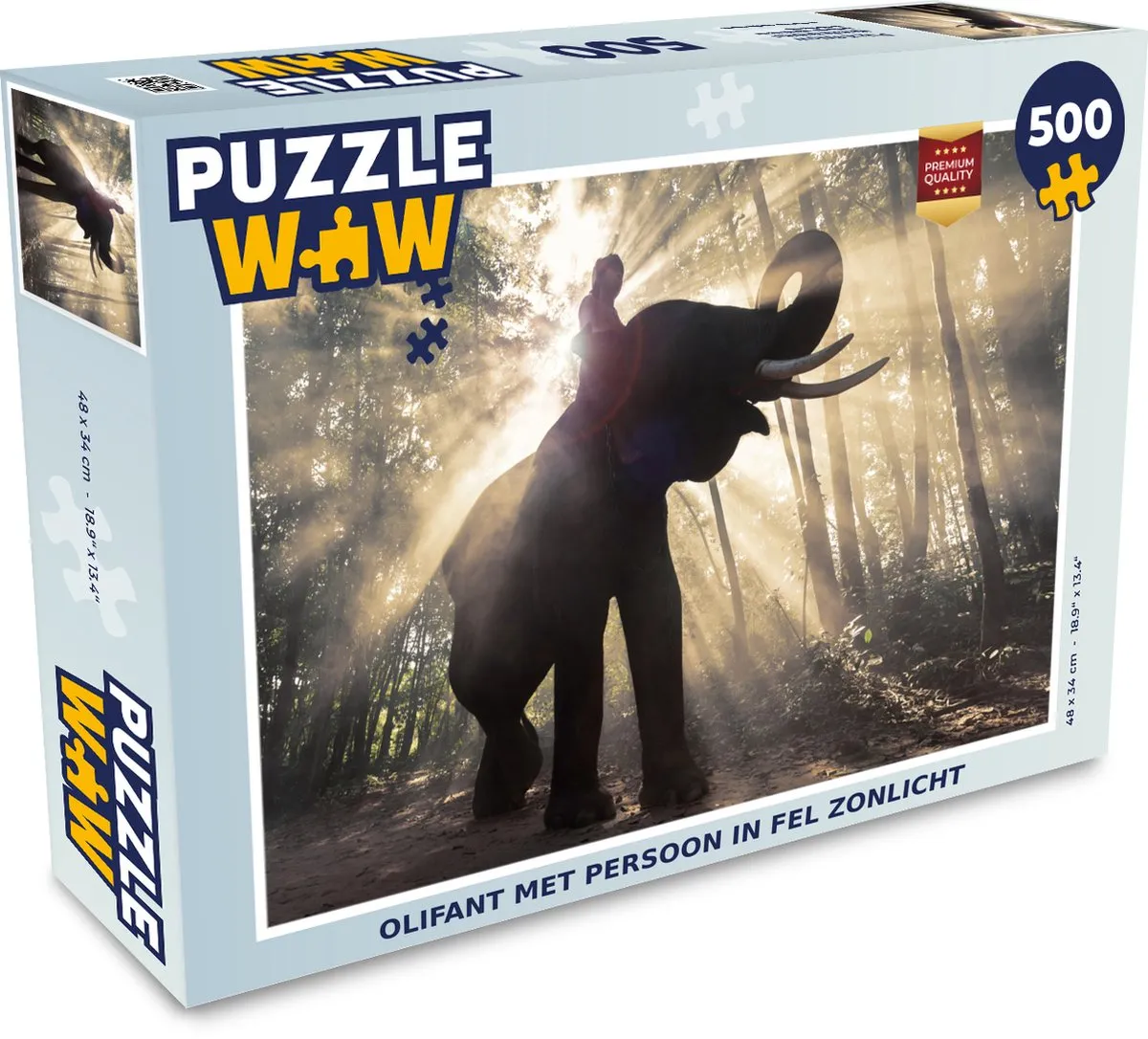 PuzzleWow Legpuzzel Olifant 500 Stuks - Multicolor