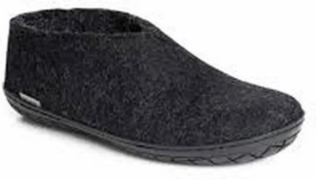 Glerups Warme Vilten Pantoffel Schoen Zwarte Rubber Zool