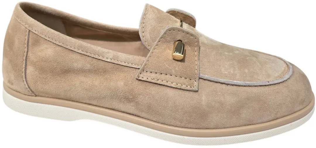Gianluca Pisati Letizia Camoscio Camel Instappers Beige Suede Dames