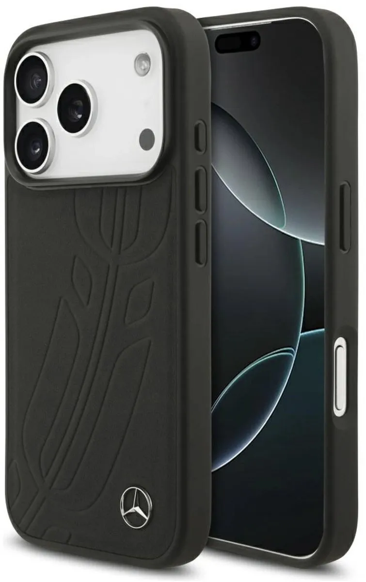 Mercedes-Benz Back Cover iPhone 17 Pro - Zwart Leder - MagSafe