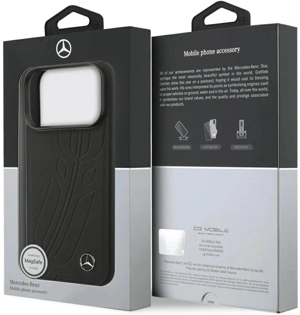 Mercedes-Benz Back Cover iPhone 17 Pro - Zwart Leder - MagSafe