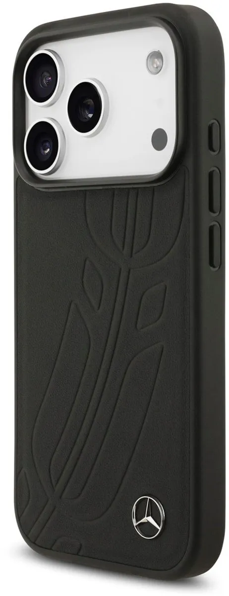 Mercedes-Benz Back Cover iPhone 17 Pro - Zwart Leder - MagSafe